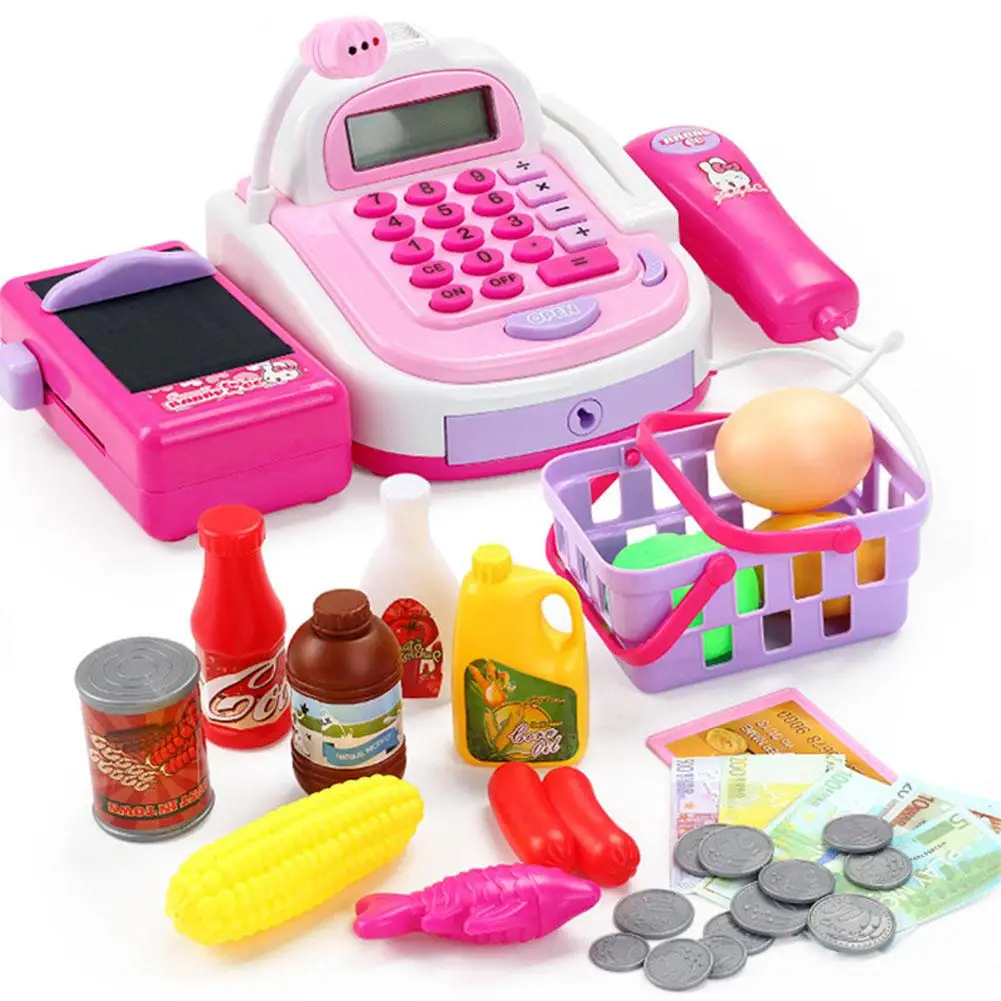 Детский симулятор кассового аппарата калькулятор касса с микрофоном и звуками