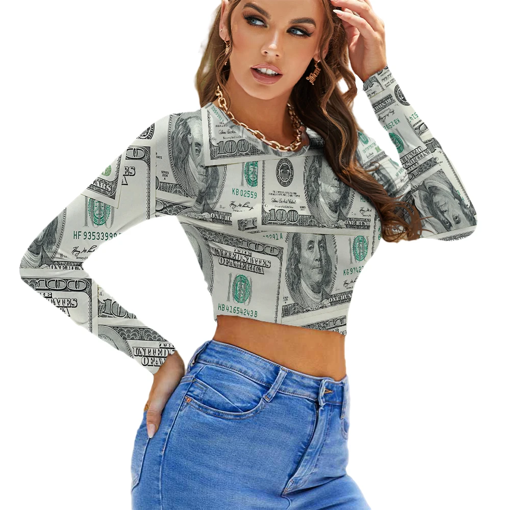 

Spring Autumn New US Dollar T-shirt Ladies T-shirt Printed O-neck T-shirt Harajuku Funny T-shirt Female Summer Printed Top