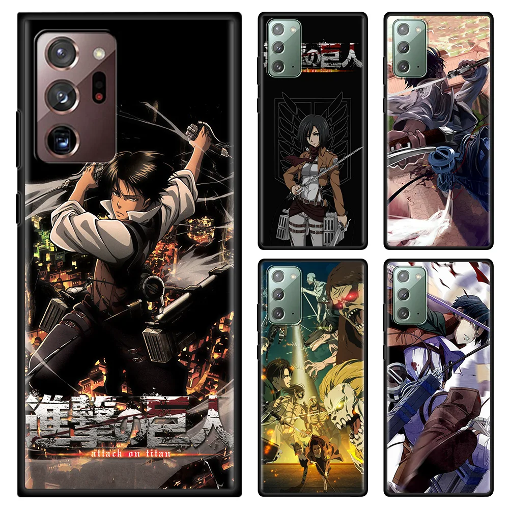 

Anime Japanese Attack On Titan Phone Case For Samsung Note 20 Ultra 10 Lite Plus 9 8 Shell Black TPU Cover Capa Fundas Para