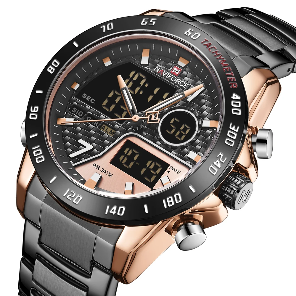 NAVIFORCE 2020 мужские часы модные спортивные Кварцевые светодиодные цифровые военные
