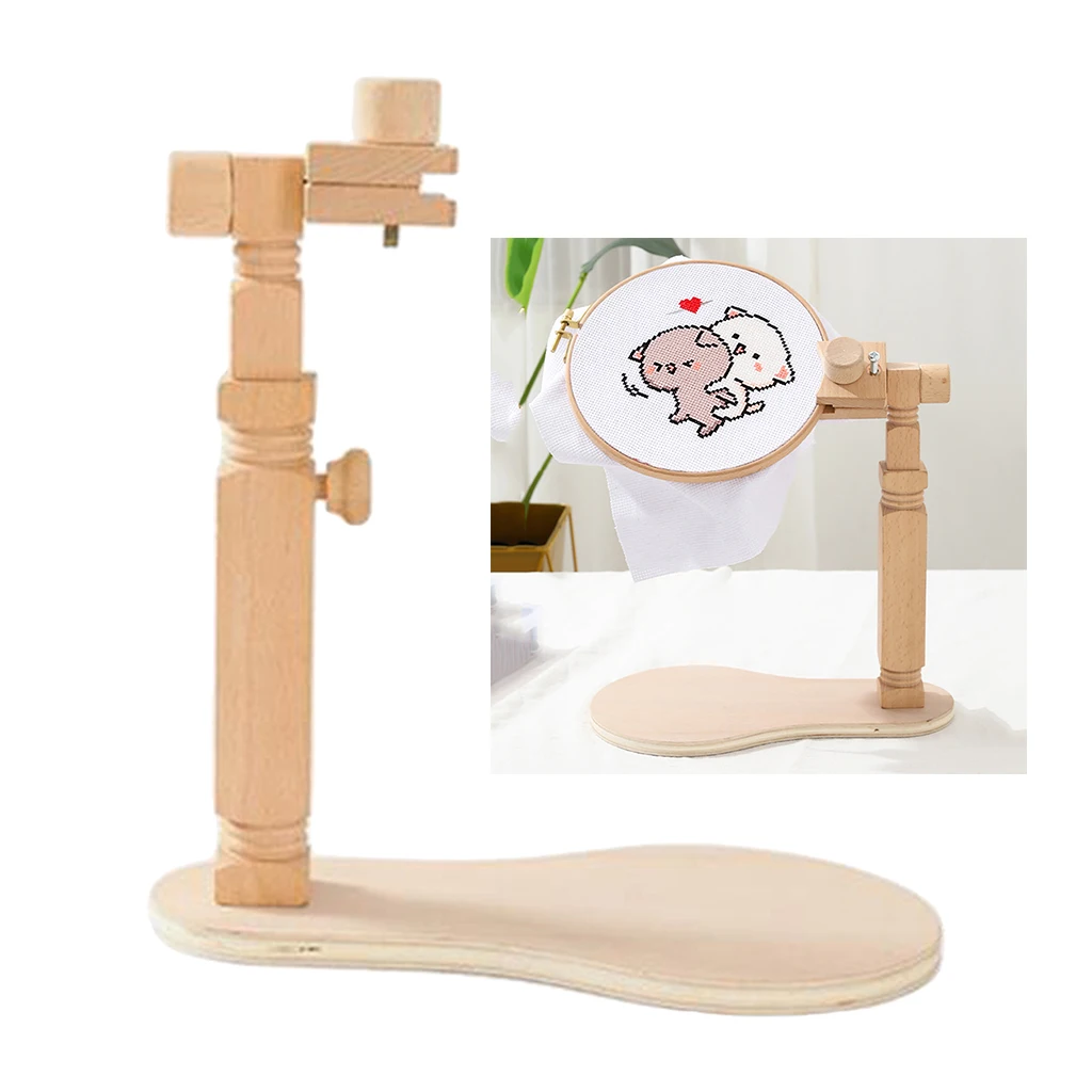 Max Dia-Aro de bordado de 40cm, marco de punto de cruz con rotaci&oacute;n de 360 grados, soporte de vuelta de bordado de madera ajustable, aro de punto de cruz artesanal-4