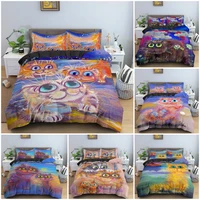 cartoon cat pattern bedding set abstract art style duvet quilt cover set king queen size bedclothes with pillowcase 23pcs