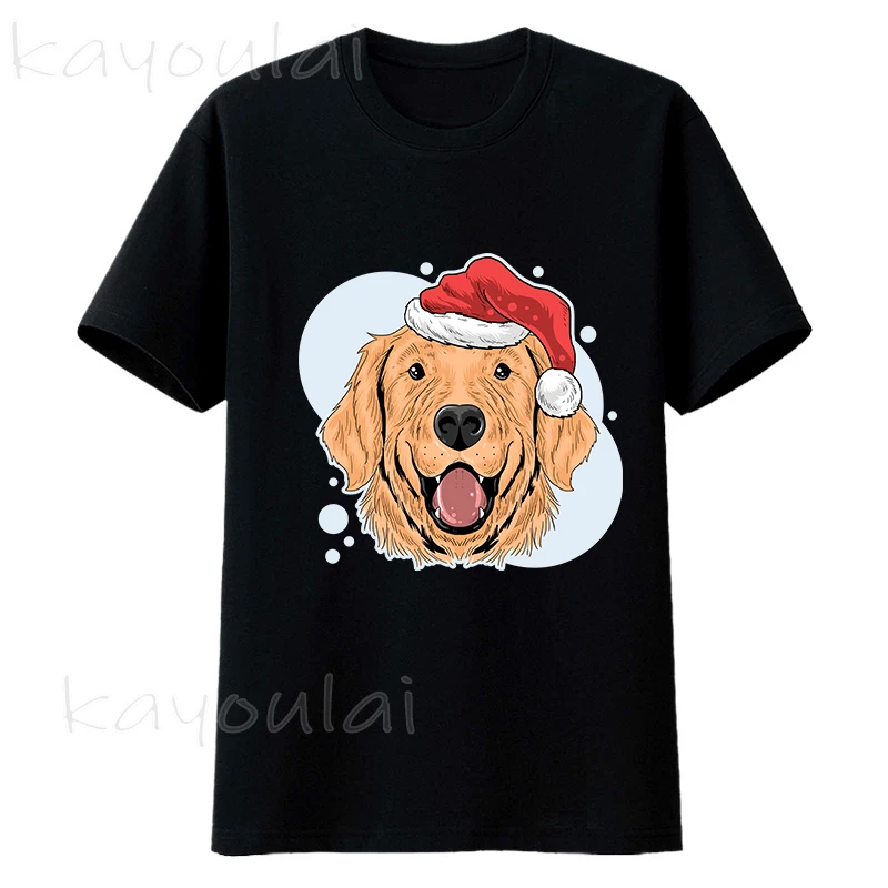 

New Fashion 2021 Christmas Shirt Christmas Pug Dog Wearing Santa Claus Costume 100% Cotton Graphic T Shirts Men Short Sleeve Tee