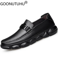 2021 fashion mens shoes casual genuine leather loafers male nice black slip on shoe man waterproof flats driving shoes for men