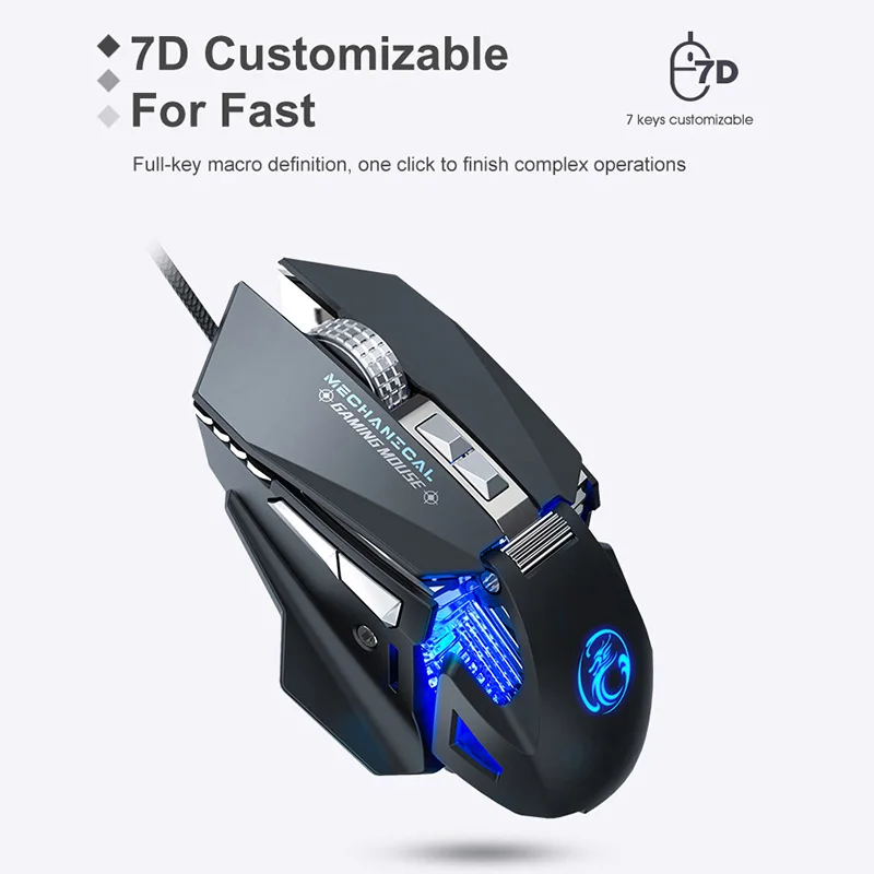 iMice T96 7200 DPI Custom Macros RGB Mechanical Gaming Mouse USB Wired Computer Gamer Optical Mice for Laptop PC Game Mouse images - 6