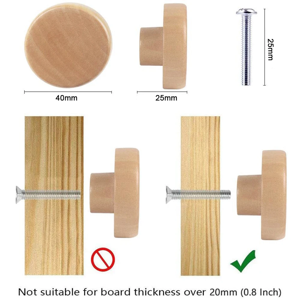 Cabinet Door Wood Knobs Pulls Wardrobe Shoe Cupboards Drawer Round Kitchen Closet Dressing Table Wooden Furniture Handles | Обустройство