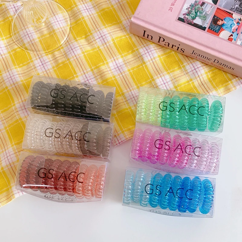 

9 Pcs/Box Telephone Wire Elastic Hair Band Rope Silicone Rubber Bands Scrunchies Ponytail Holder Gum For Women Girls Hair Tie