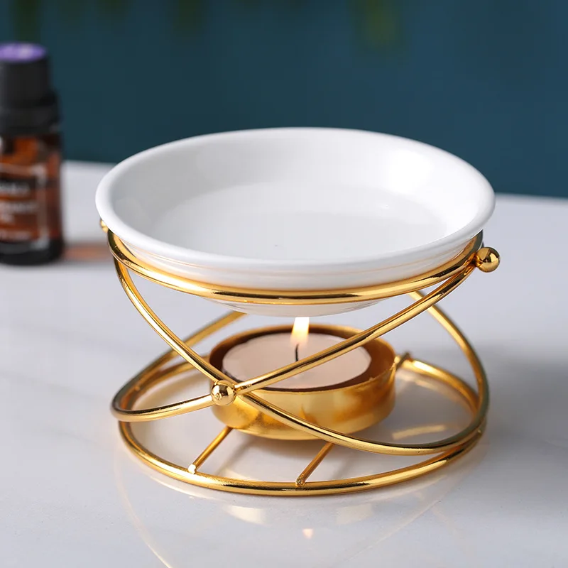 

Creative New Aromatherapy Burner Golden Essential Oil Aromatherapy Lamp Household Candle Decoration Light Box