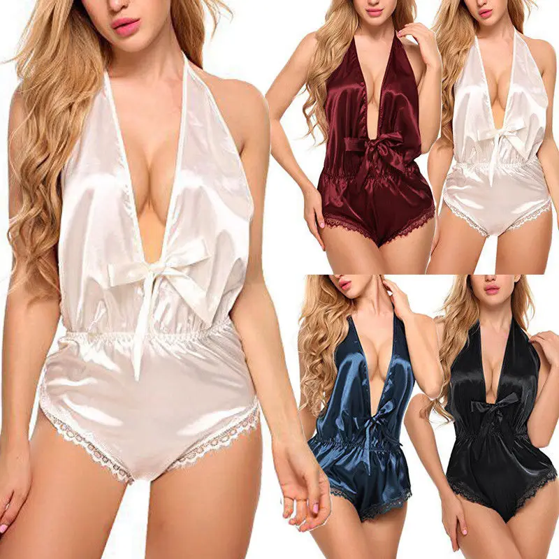 Женский сексуальная одежда для сна Нижнее белье комбинезон с открытой спиной без