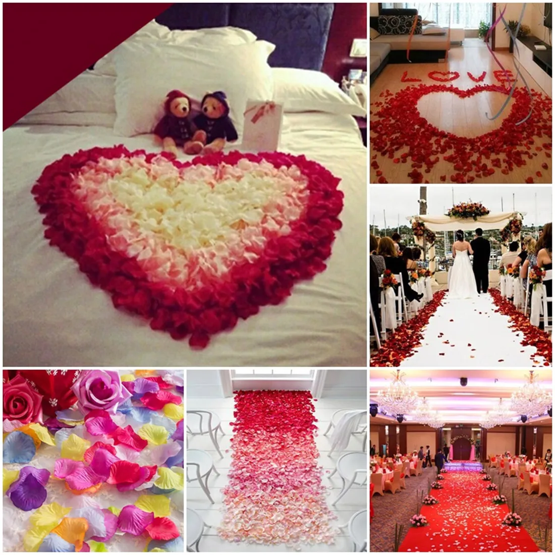 

About 100pcs Colorful Love Romantic Warm Silk Rose Artificial Petals Wedding Party Flower Favors Decoration Roses Supplies
