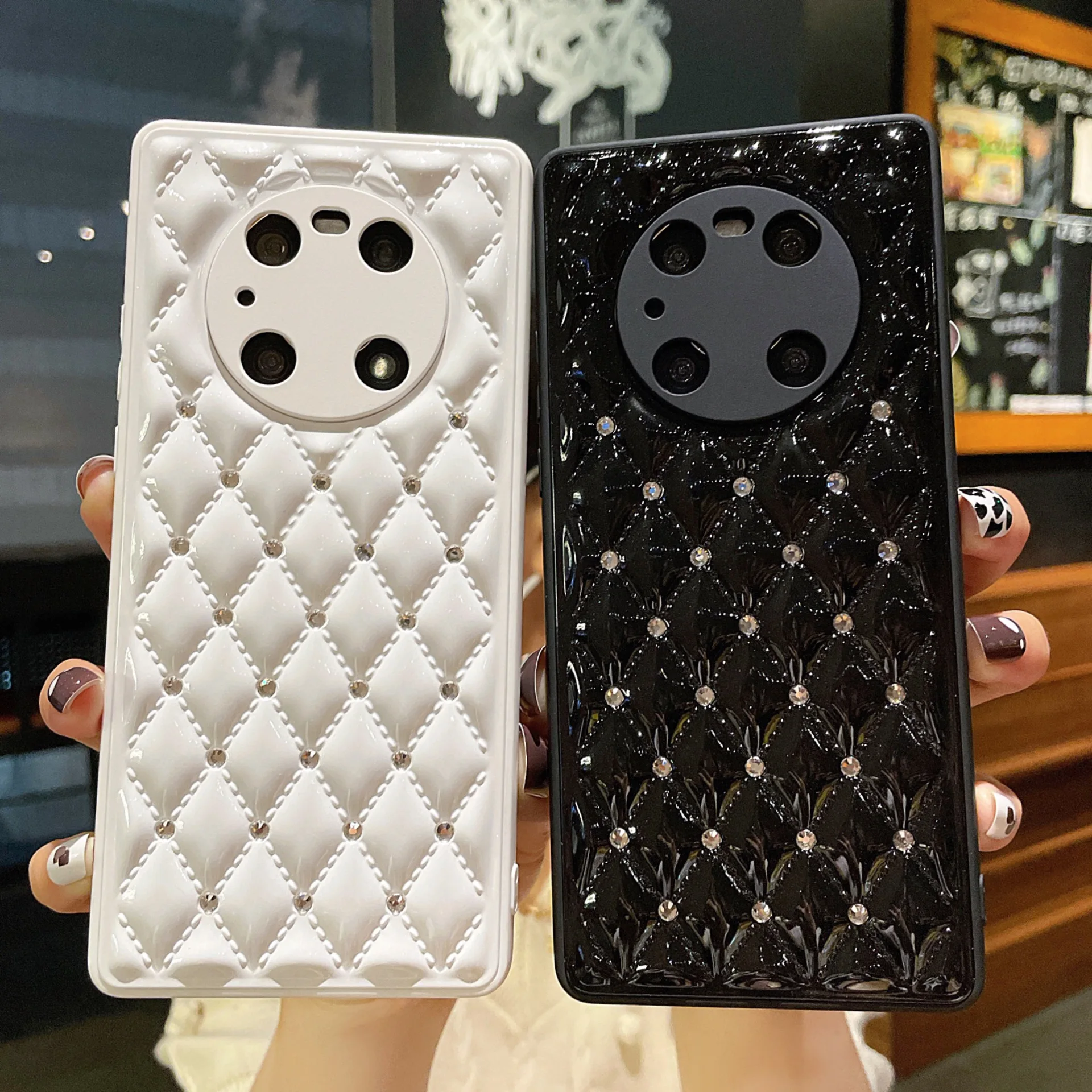 

Suitable for Huawei Mate40 Mobile Phone Case P30Pro Flash Diamond Leather P40 Rhombus Mate30 Protective Case