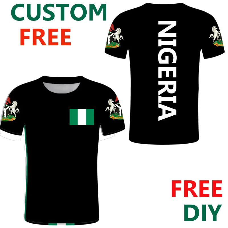 

Nigeria t shirt DIY Free Custom Name Black t-shirt Nigeria Jersey Nation Flag Guinea text photo Nigerian casual tshirt clothing