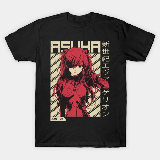 Мужская футболка Evangelion Asuka Poster аниме с принтом Футболки|Мужские футболки| |