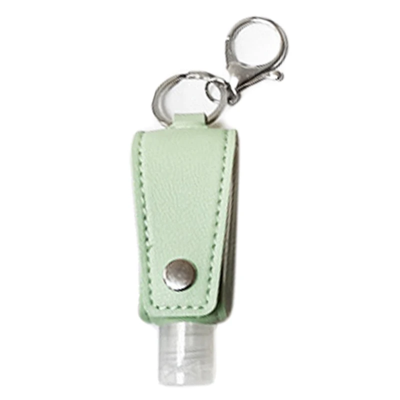 

Clear Empty Bottle Hand Sanitizer Container with Faux Leather Keychain Holder E65F