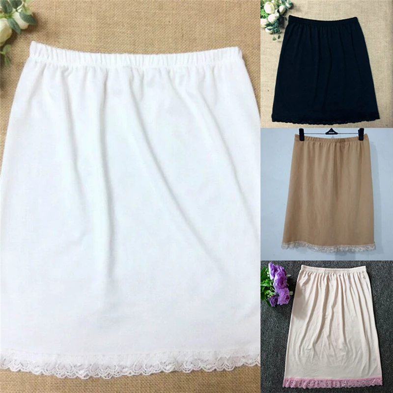 

New Women Satin Half Slip Underskirt Petticoat Under Dress Mini Skirt Safety Loose Anti-exposure Safety Skirts For Female