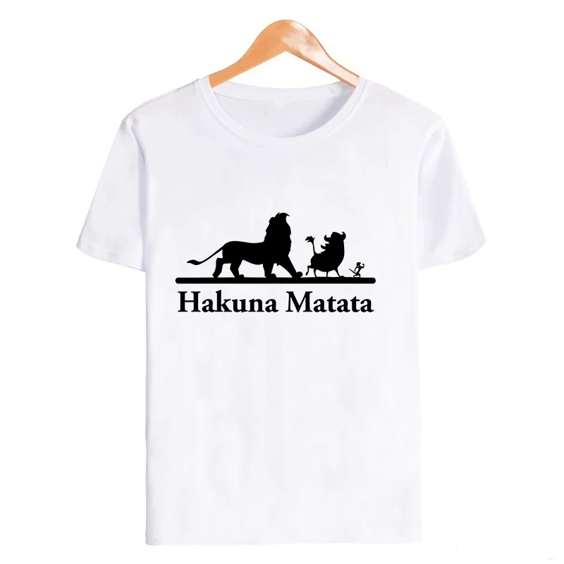 19bk012-white Showtly Hakuna Matata Women Harajuku Ullzang the lion king T-shirt Femme Homme Summer Tshirt Fashion Top Tee Female T Shirt - Цвет: 19bk012-white