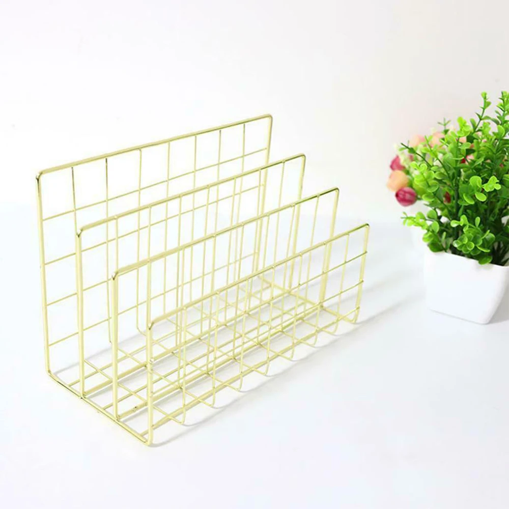 

Desktop File Organizer 3 Slots Metal Iron Wire Mail Sorter Letter Magazines Books Postcards Organizer for Home Office