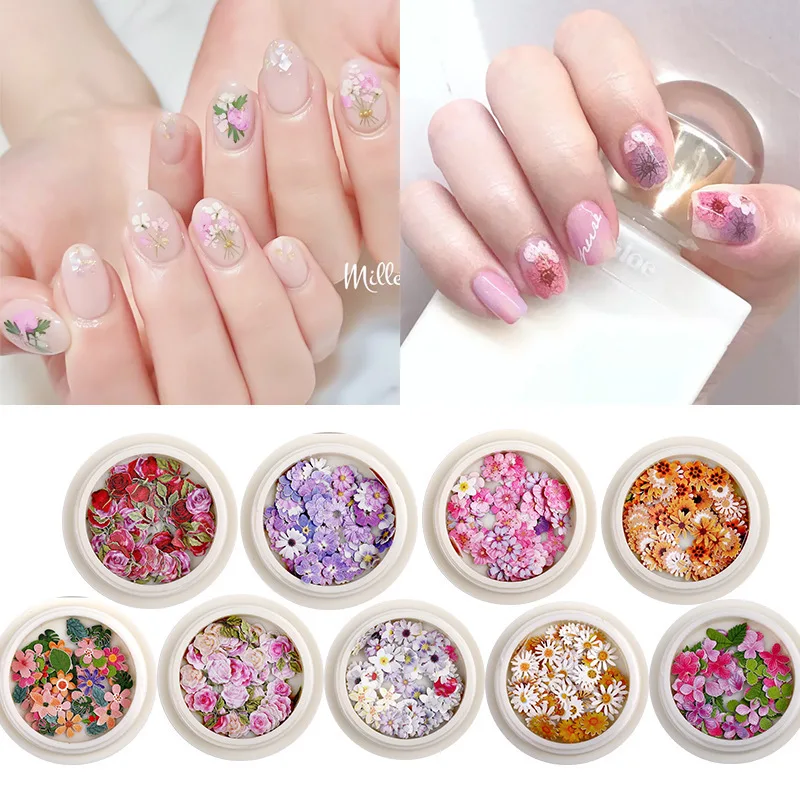

50pcs/box Nail Art Color Mixed Small Daisy Flower Rose Ultra-thin Wood Pulp Patch Diy Nail Art Jewelry Nail Art Decoration