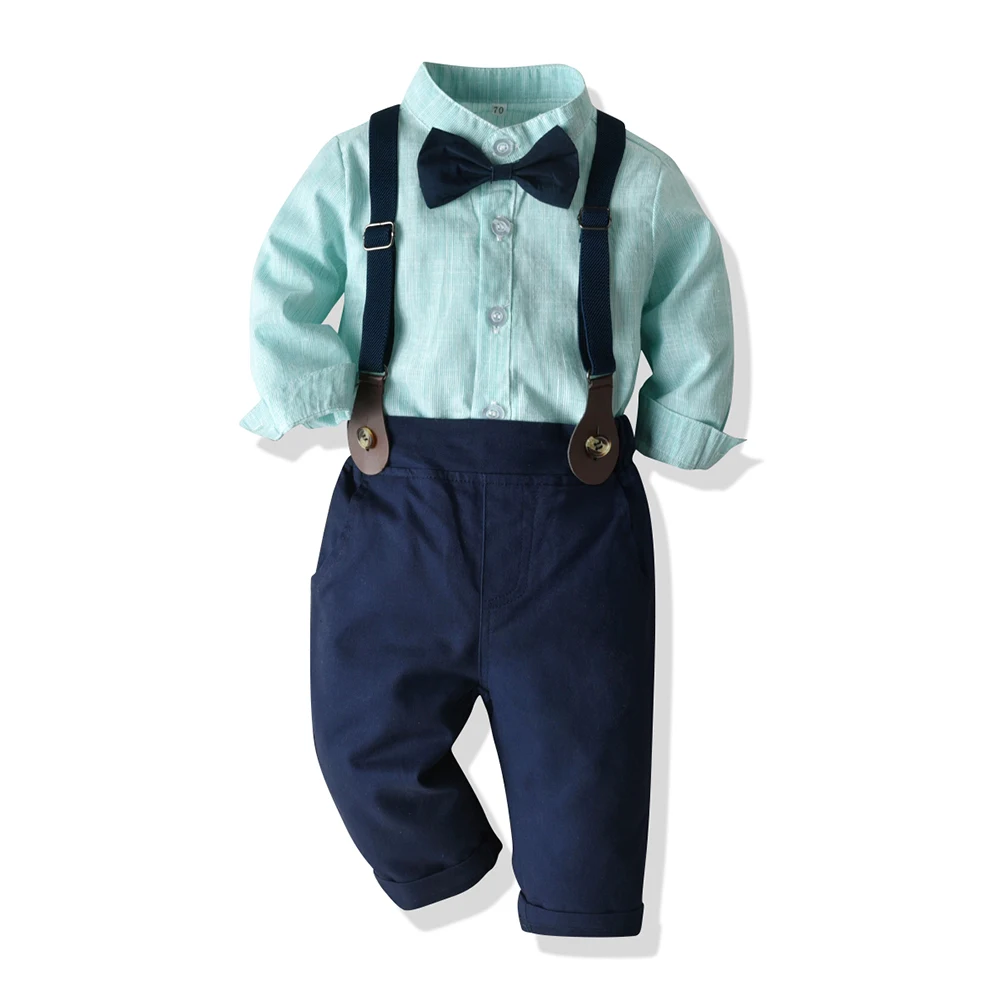 

Tem doger Autumn Winter Boys Clothing Suits Long SleeveBowtie Shirt +Suspenders Pants 2 Pcs Set Boy Casual Outfits