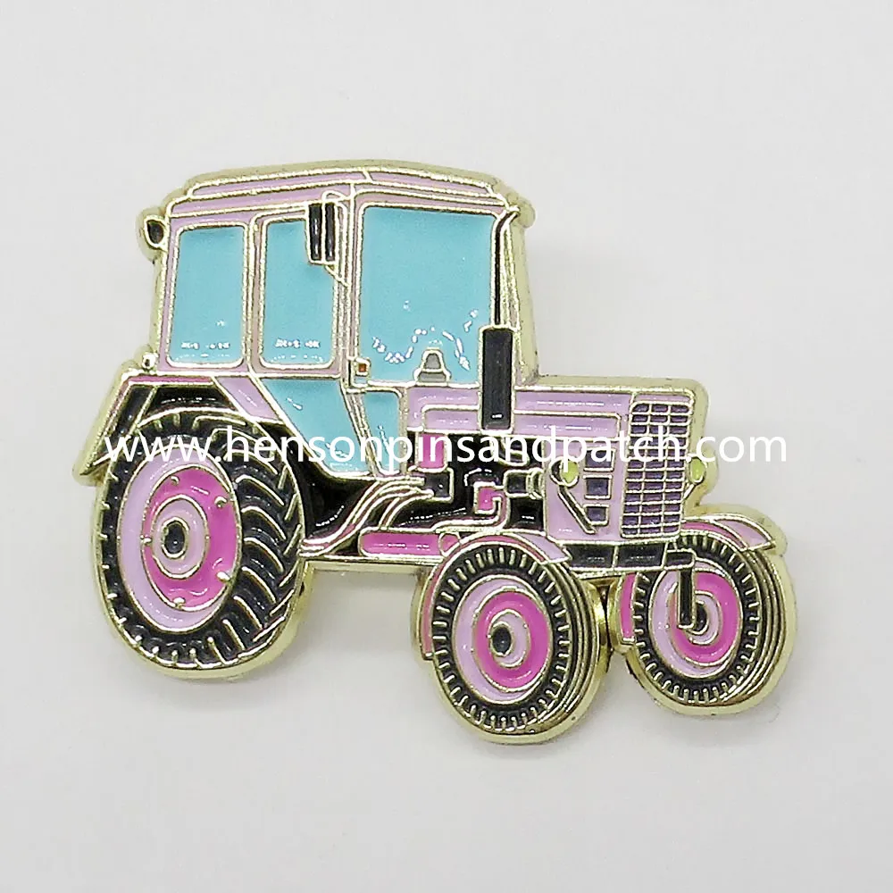 

Customized gold metal soft enamel tractors metal pin badge