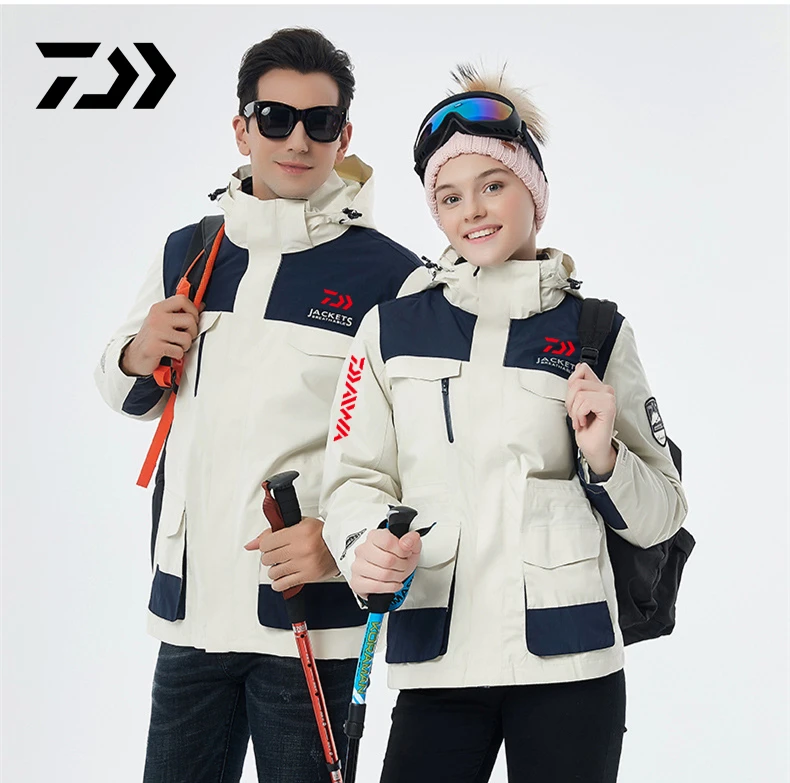 

Новинка, Рыболовные костюмы Daiwa, спортивные куртки для улицы на осень и зиму для мужчин и женщин, модные флисовые куртки три в одном