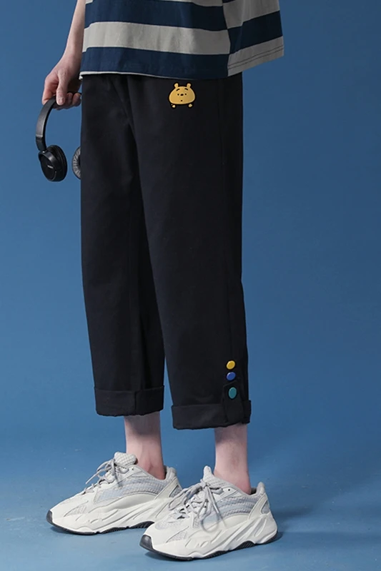 

2021 New Summer Thin Fashion Brand Ins Versatile Loose Straight Cropped Casual Pants