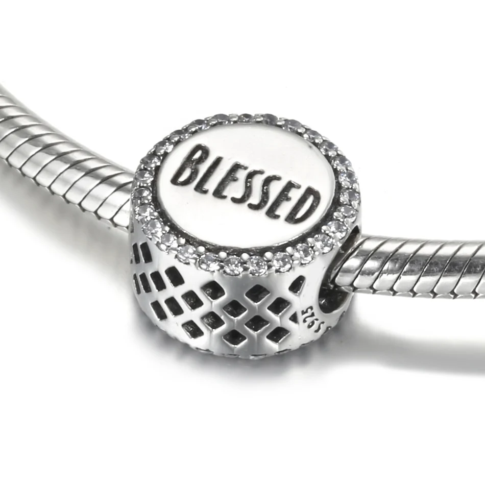 

Authentic S925 Silver Bead DIY Jewelry Openwork Blessed Charm fit Lady Bracelet Bangle