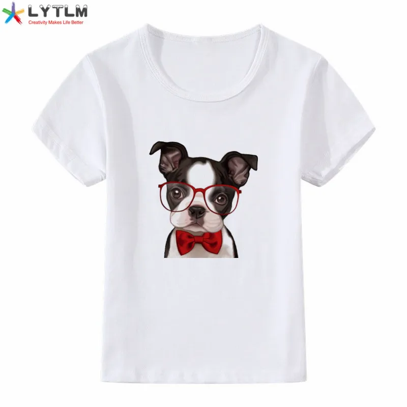 LYTLM/Летняя одежда для маленьких девочек с 3D рубашка Мопсом футболка Топы длинными