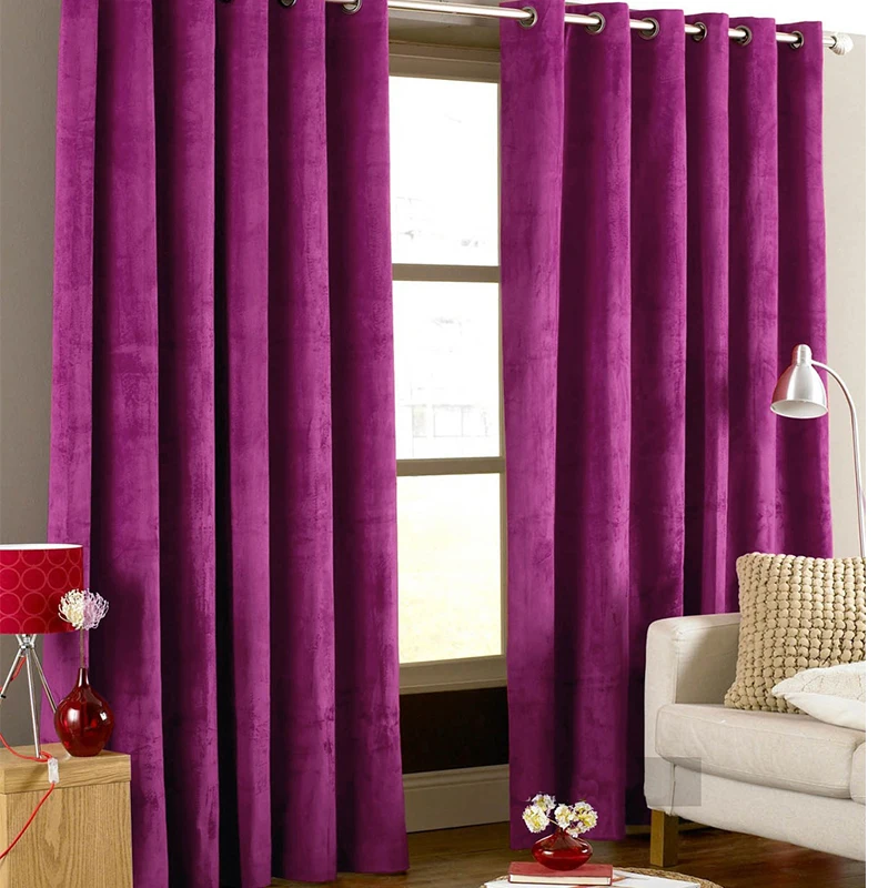 

American Style Italian Flannel Velvet Curtains for Living Room Window Solid Color Soft Curtains for Bedroom Blackout Curtain