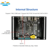 Partaker Fanless Mini Computer 8th Generation Intel Core i7 8550U quad core dual lan 4K HTPC fanless gaming pc desktop computers