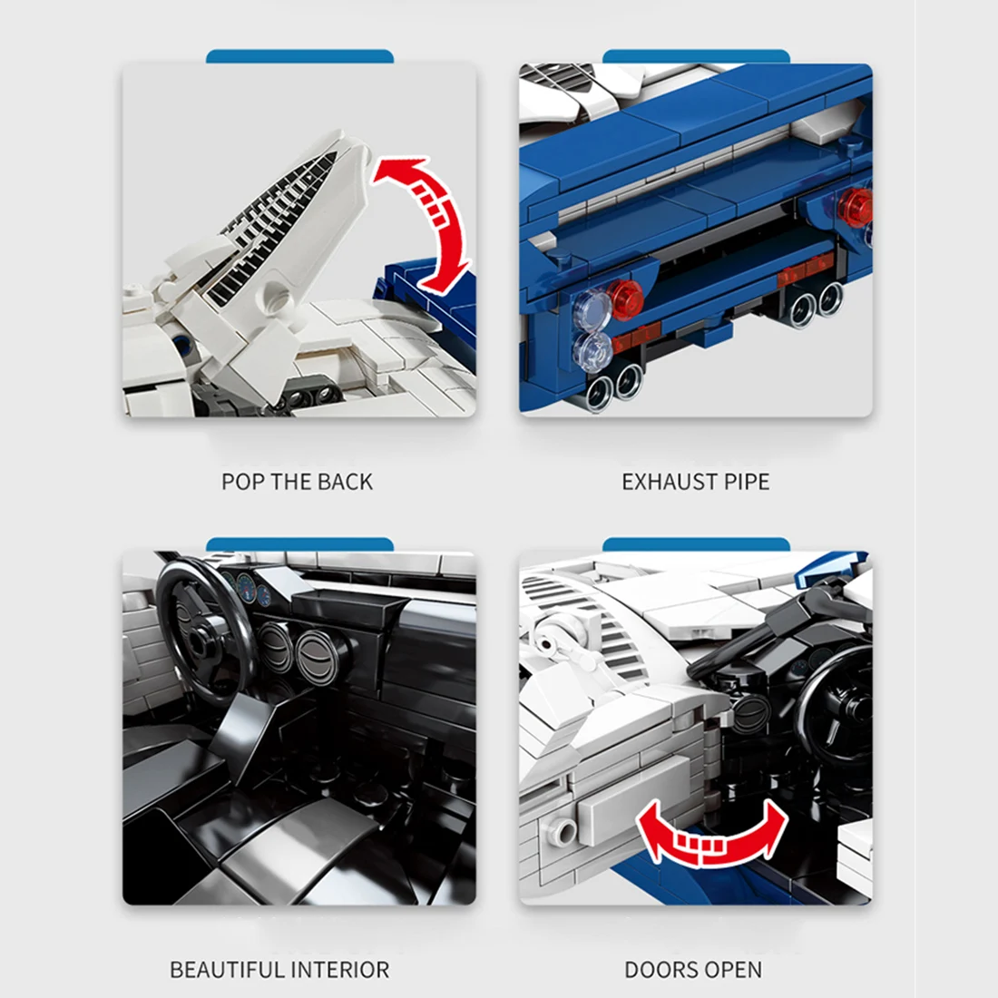 

862+Pcs Pull Back Car Building Blocks Sports Car Assembly Bricks Toys For Children Adult Creative Gift