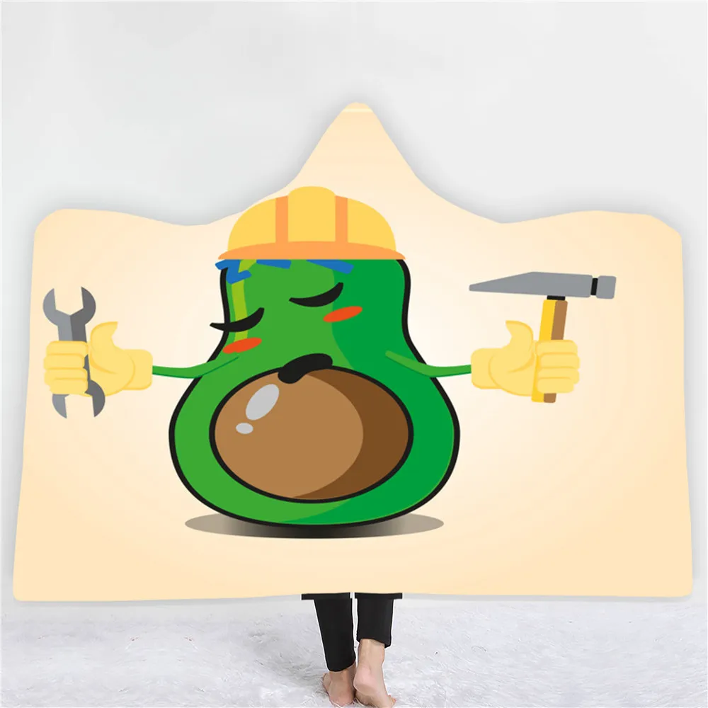 Одеяло с капюшоном и авокадо Флисовое одеяло зелеными фруктами детский