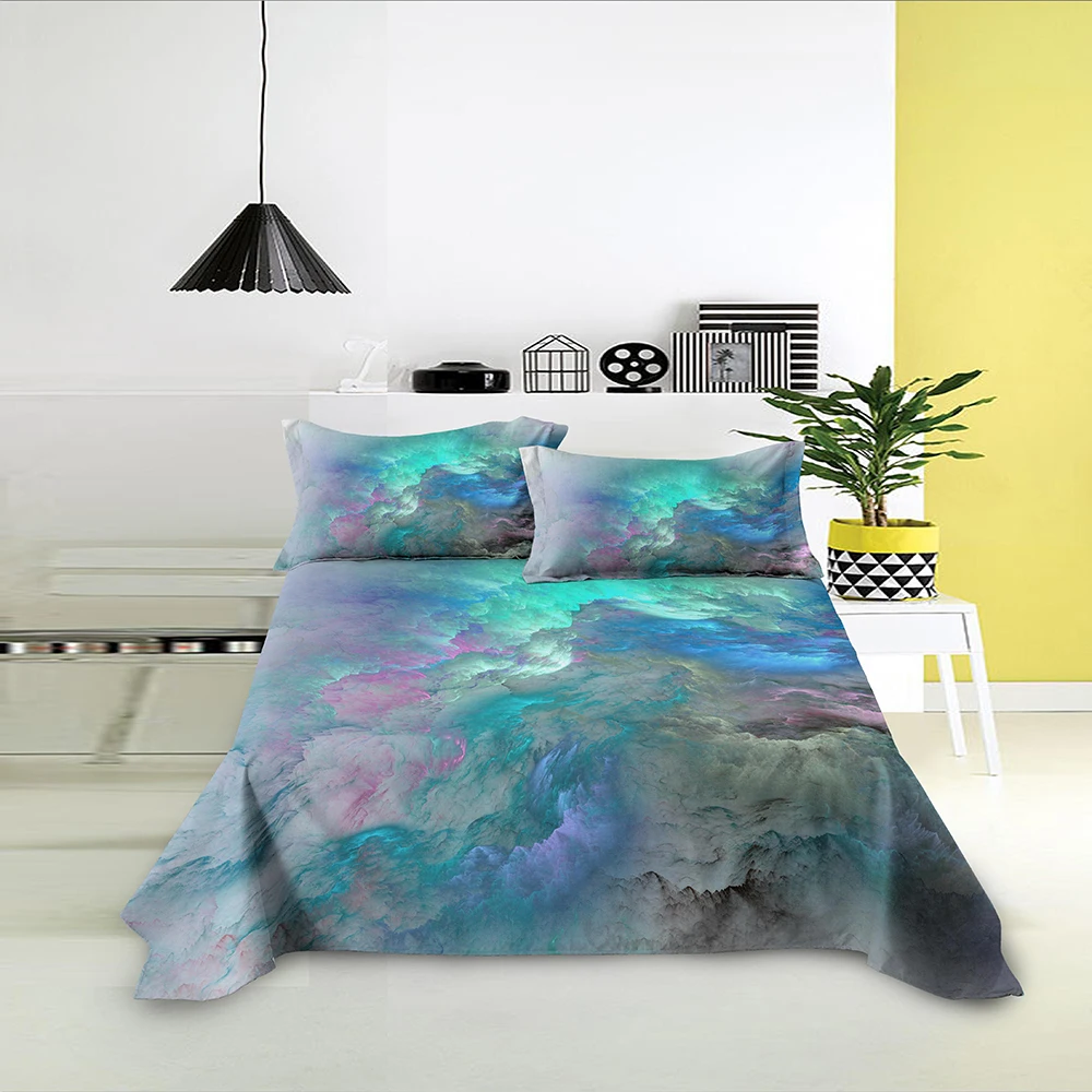 3D ослепляющая плоская простыня удобное постельное белье с мраморным узором