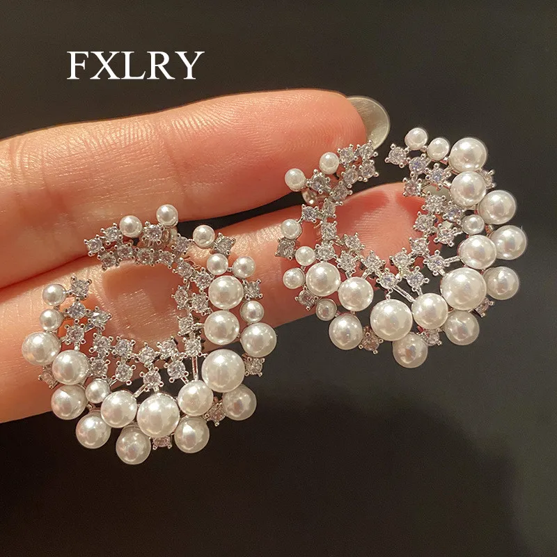 

FXLRY высококачественные циркониевые серьги-кольца AAA для женщин Свадебные ювелирные изделия в подарок