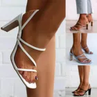 Летние Модные Повседневные Вечерние женские сандалии на высоком каблуке с квадратным носком, сандалии для женщин, 2021