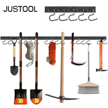 JUSTOOL 64 Inch Adjustable Tool Storage System 16 Hooks Wall Holder Garage Storage Garden Tool Organizer Racks Wall-Mount Holder