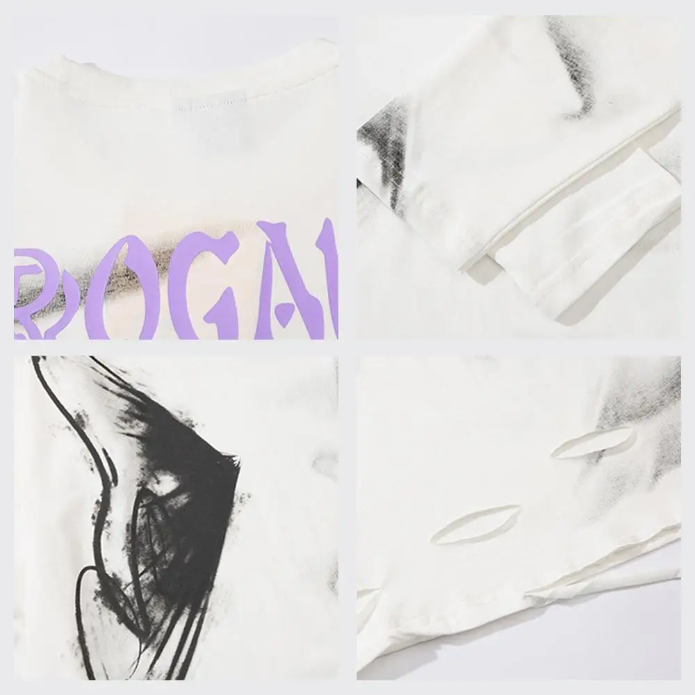 Мужская хлопковая толстовка с длинным рукавом рваная Повседневная Толстовка в