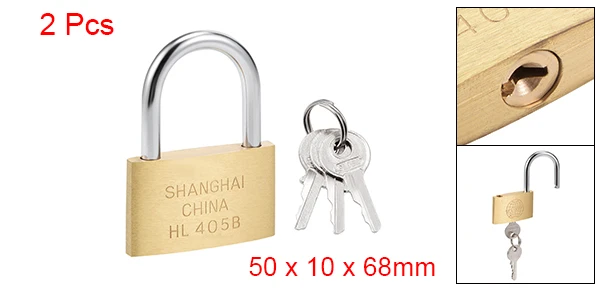 50mm 2x Uxcell 1-2 шт Латунные Навесные Замки с одинаковым ключом 30 мм 40 мм 50 мм 60 мм широкая матовая отделка Длинная Дужка - Цвет: 50mm 2x