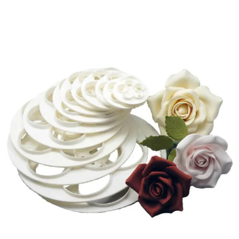 

New 6Pcs Rose Flower Fondant Cake Sugar Craft Portable Chocolates Biscuits Decorating Cookie Mold Gum Paste Cutter Baking Tools