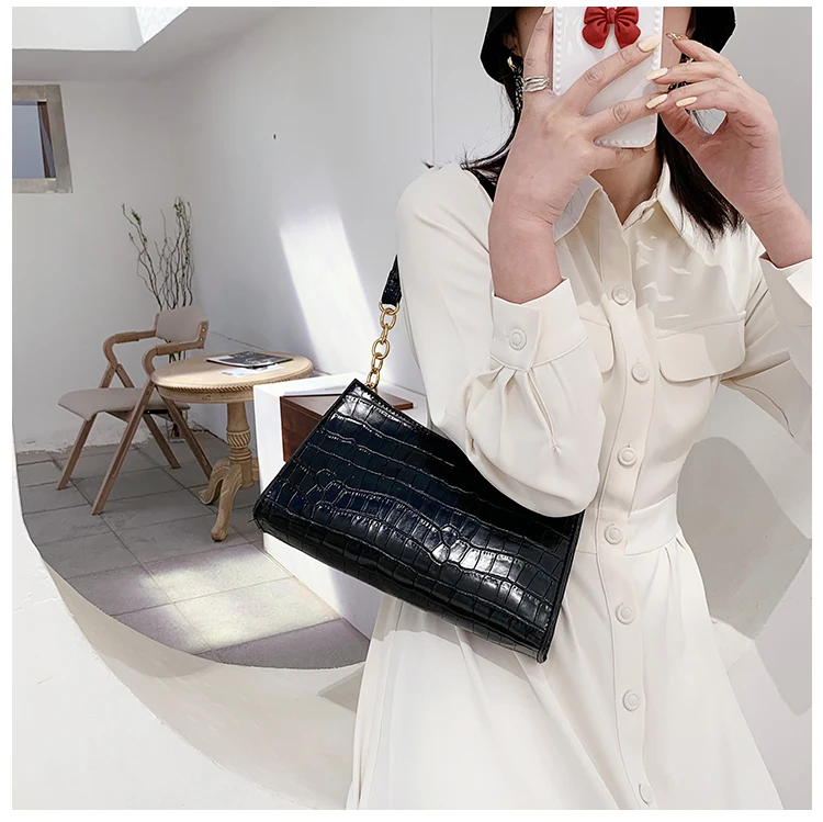 

Fashion Alligator Pattern Gradient Color Summer Shoulder Bag Women PU Leather Underarm Hobos Bag Vintage Handbag On Sale 2021