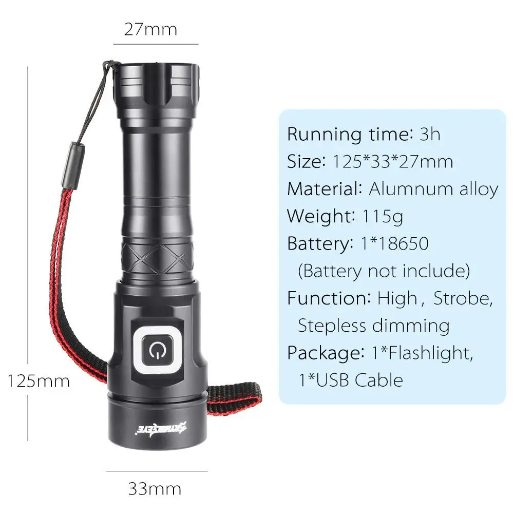 Высококачественный светодиодный фонарик в подарок суперъяркий 18650 с Usb