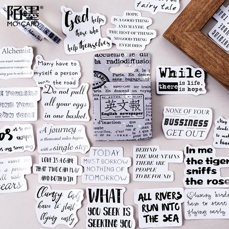 

46pcs/pack Newpaper Totem Label Stickers Pack Posted It Kawaii Planner Scrapbooking Decoration Stickers Stationery Office