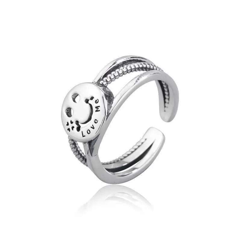 

Модные кольца Mixmax 20 шт., открытое ретро-кольцо со счастливой улыбкой, простой Регулируемый Серебряный подарок для женщин и девочек, Прямая п...