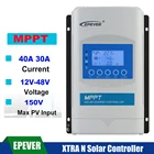 Контроллер заряда солнечной батареи EPever XTRA MPPT 30 А 40 А, ЖК-дисплей, 12 В, 24 В, PV 150 в, регулятор солнечной батареи с поддержкой свинцово-кислотных и литиевых батарей