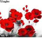 Алмазная живопись 5d, абстрактная картина с изображением Красного мака сделай сам, квадратная круглая Алмазная вышивка, картина для домашнего декора, подарок