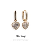 Роскошные серьги-кольца в форме сердца Harong, медные инкрустированные кристаллами, Роскошная золотая бижутерия, подарок для женщины, серьги-капли для свадьбы