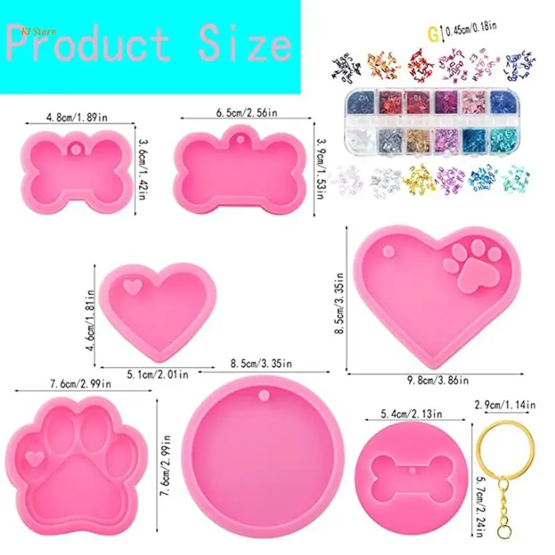 

1 Set Dog Bone Shaped Keychain Epoxy Resin Mold Dog Tag Casting Silicone Mould