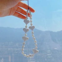 2022 New Fashion Mobile Phone Charm Beads Anti-loss Telephone Lanyard Jewelry For Women Heart Mobile Phone Chains Accessories