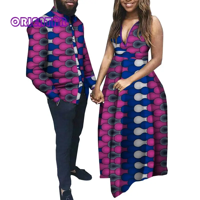 2020 африканская одежда для пар Мужская рубашка и Африканская женская Африканский