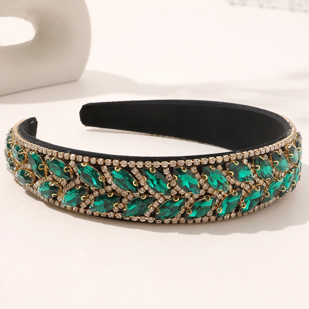 

Exquisite And Luxurious Shiny Rhinestone Baroque Ladies Hair Accessories With Wide Edges And Full Rhinestone Head With Colorful